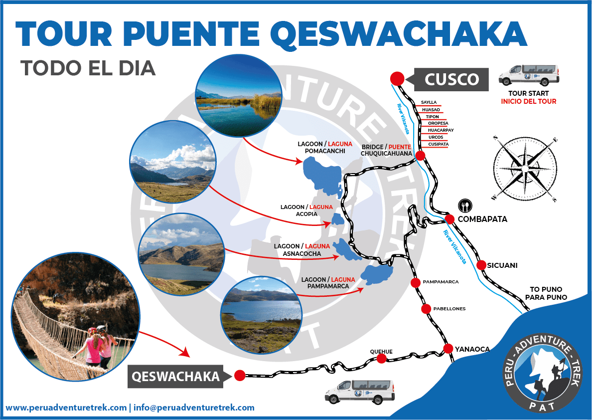  Qeswachaca Inca Bridge Full Day - Mapa 
